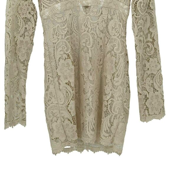 The Jetset Diaries Pisa Lace Bodycon Mini Dress Ivory Scallop Hem Women Small - Picture 6 of 12